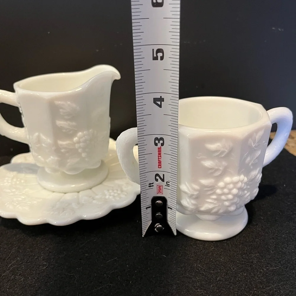 Vintage Westmoreland Milk Glass Sugar and Creamer Set Grapevine Pattern